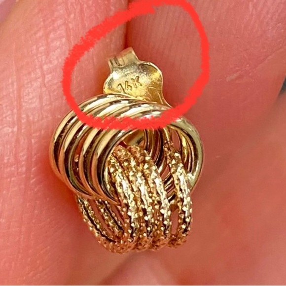 Solid 14K Gold unique cute stud Earrings pushback - Picture 9 of 9